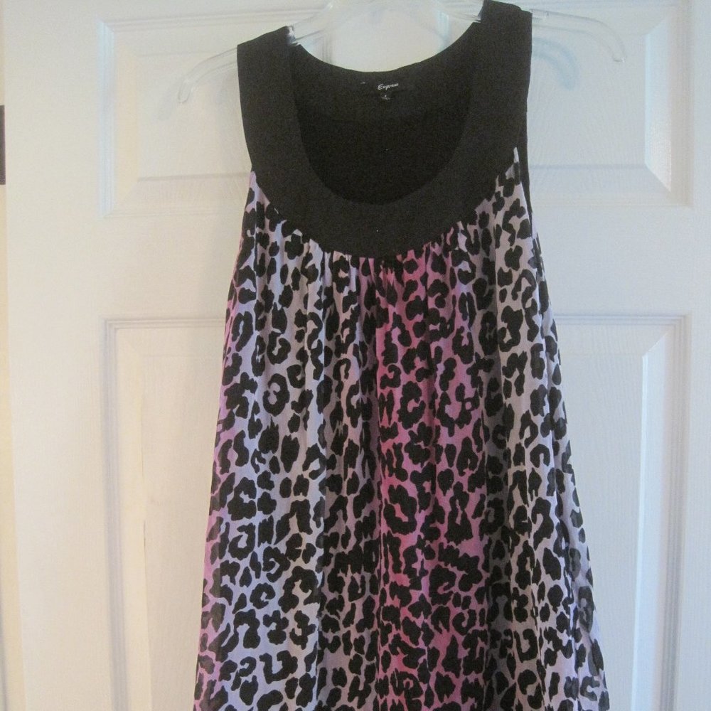 EXPRESS PURPLE AND BLACK LEOPARD DRESS LARGE